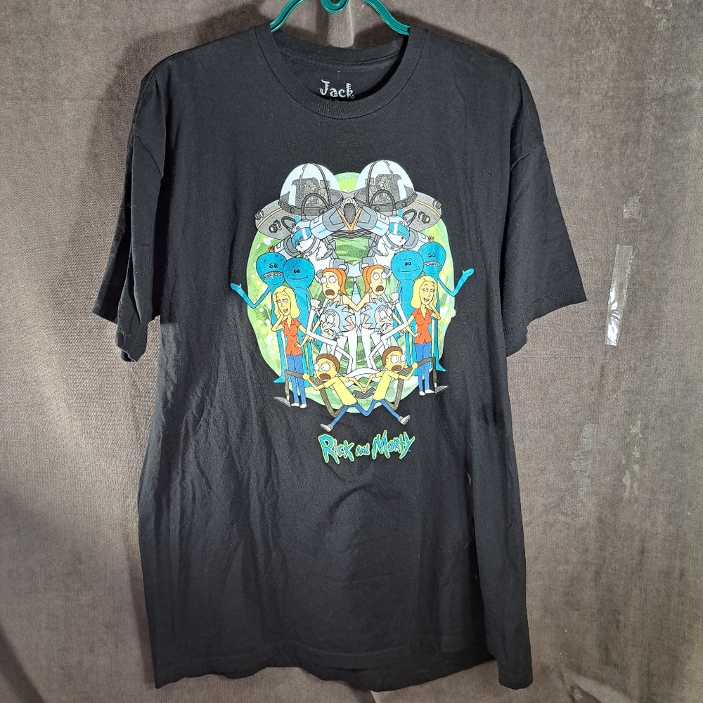 Jack Of All Trades Rick and Morty Multiverse Clones Black Graphic Tee VG XL